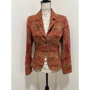 Worthington 100% Cotton Tapestry Red Blazer Size 6